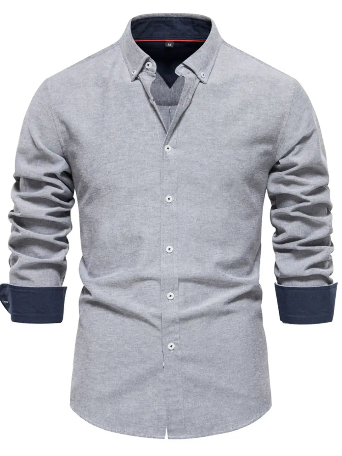 MENLL Button Down Shirt Men's Casual Cotton Blend Navy Activewear Stretch Fit by MENLL