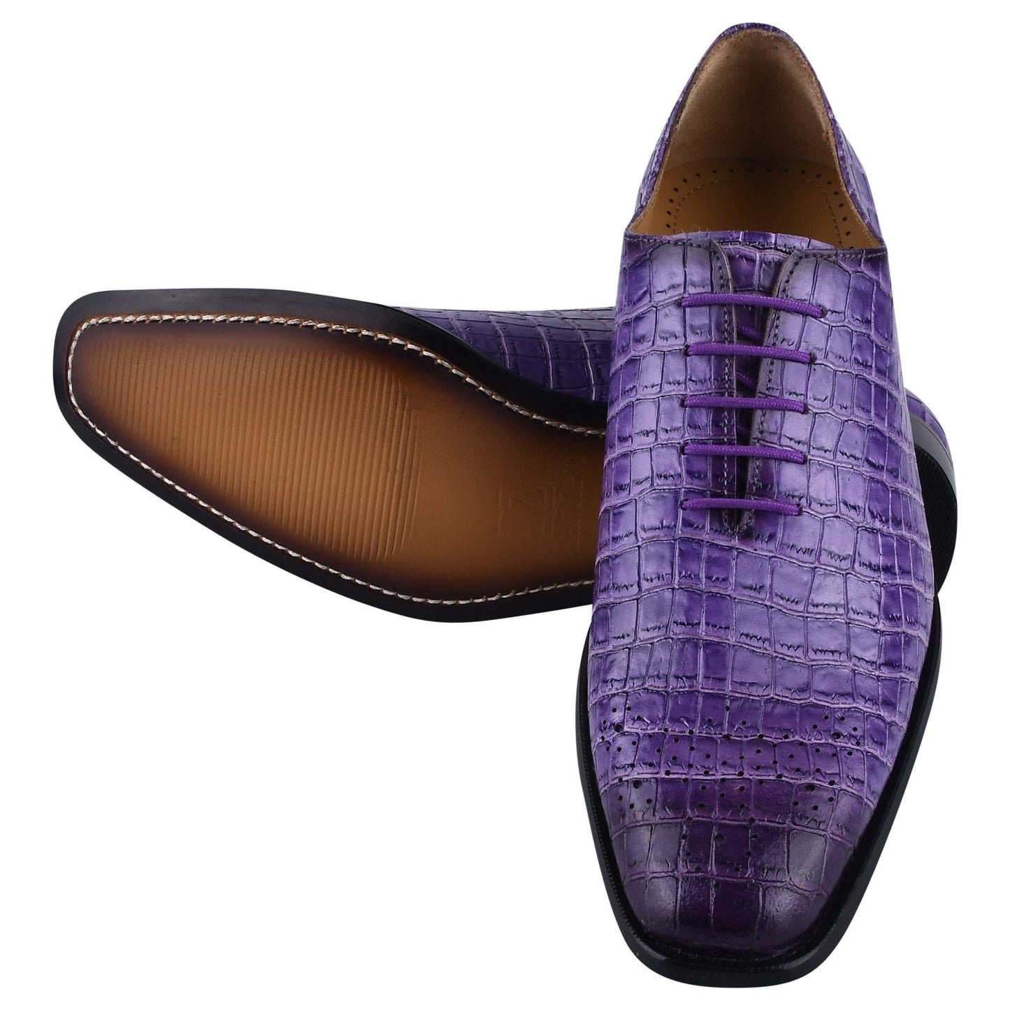 Walter Small Croco Leather Lace up Oxford Dress shoes - MENLL