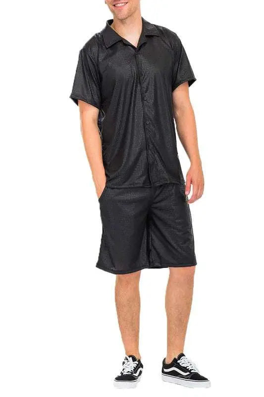 MENLL Embossed Snake Skin Men's Athletic Shorts - Gym & Workout Performance by MENLL