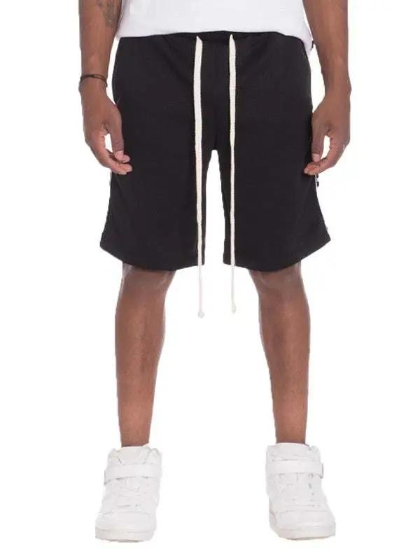 Weiv Mens Checkered Stripe Track Shorts with elastic waist and drawstring.