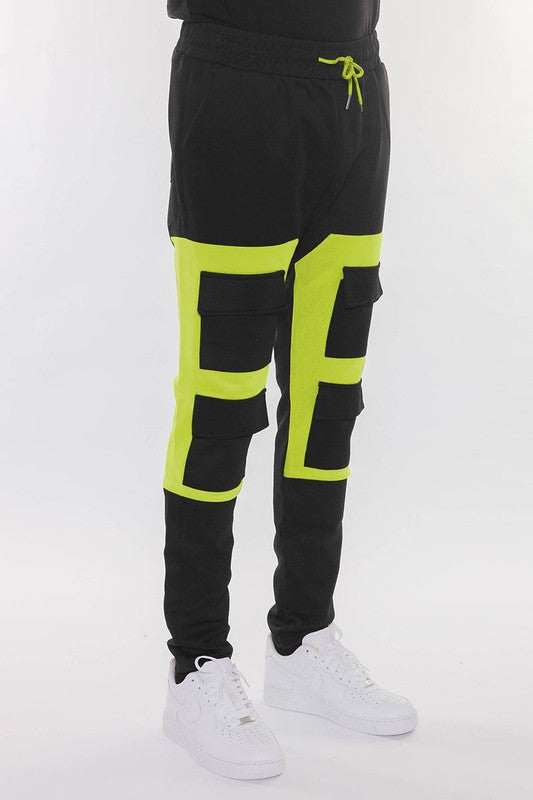 Dynamic Duo Color Block Cargo Track Pants - MENLL