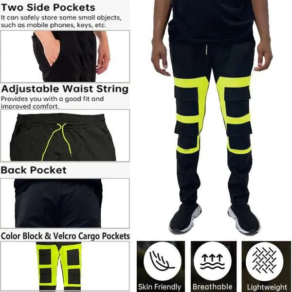 Dynamic Duo Color Block Cargo Track Pants - MENLL