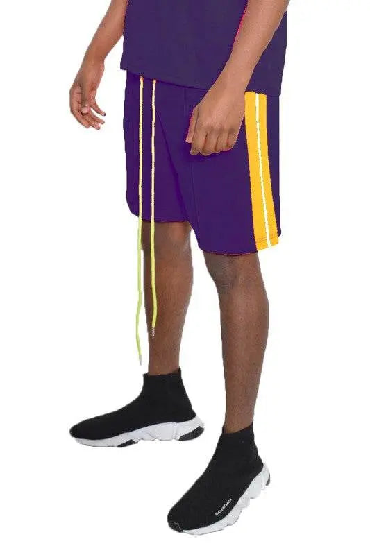 MENLL Striped Tape Tee Men's Casual Short Sleeve Polyester Top - WEIV Fit by MENLL