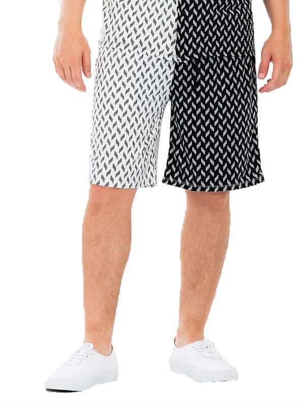 Weiv Mens Diamond Two Tone Print Shorts, elastic waist, regular fit.