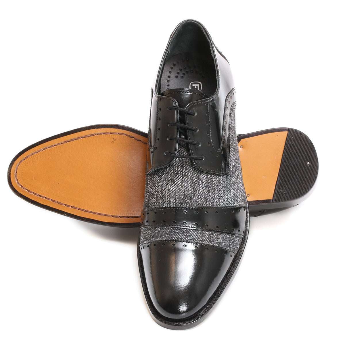 Yuma Leather Textile Derby Style Dress Shoes - MENLL