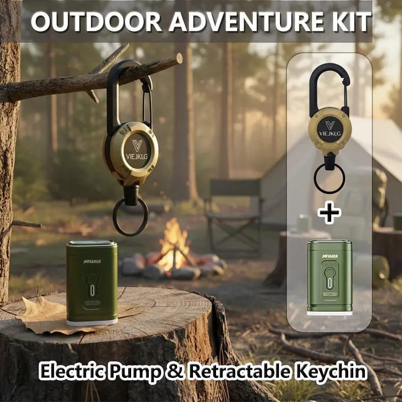 2026 Portable Air Pump With Retractable Keychain And Three-Level Adjustable Light For Quick Inflation And Pumping,Ideal For Camping, Travel, And Home Storage. MENLL