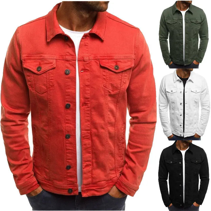 Men Denim Jacket Casual 95 Percent Cotton Breathable Button Front Everyday Streetwear - MENLL