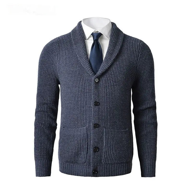 Wool Cardigan For Men, Knitted Cardigan Sweater, Classic V Neck, Button Front, Business Casual Knitwear - MENLL