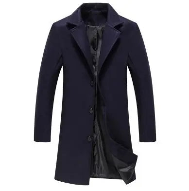 Autumn And Winter New Mens Solid Color Casual Business Woolen Coats MENLL
