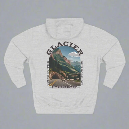 Glacier National Park Unisex Fit Fleece Hoodie Scenic Going to The Sun Road Big Horned Sheep