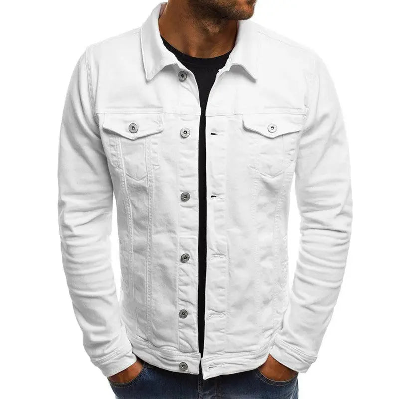Men Denim Jacket Casual 95 Percent Cotton Breathable Button Front Everyday Streetwear - MENLL