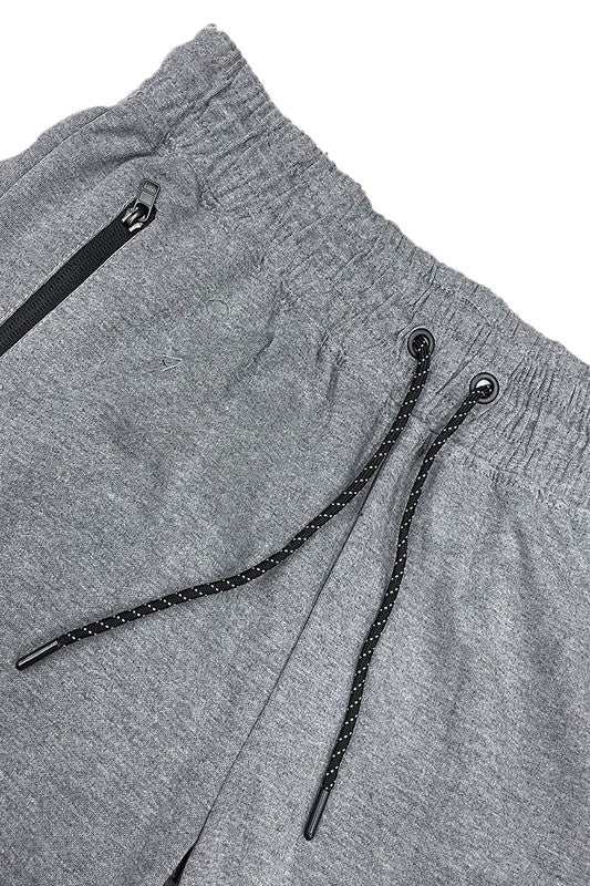 Cotton blend lounge sweat shorts with elastic waist and drawstring.