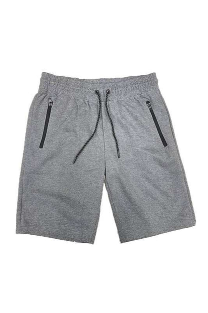 Cotton blend lounge sweat shorts with elastic waist and drawstring.