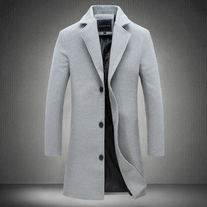 Autumn And Winter New Mens Solid Color Casual Business Woolen Coats MENLL