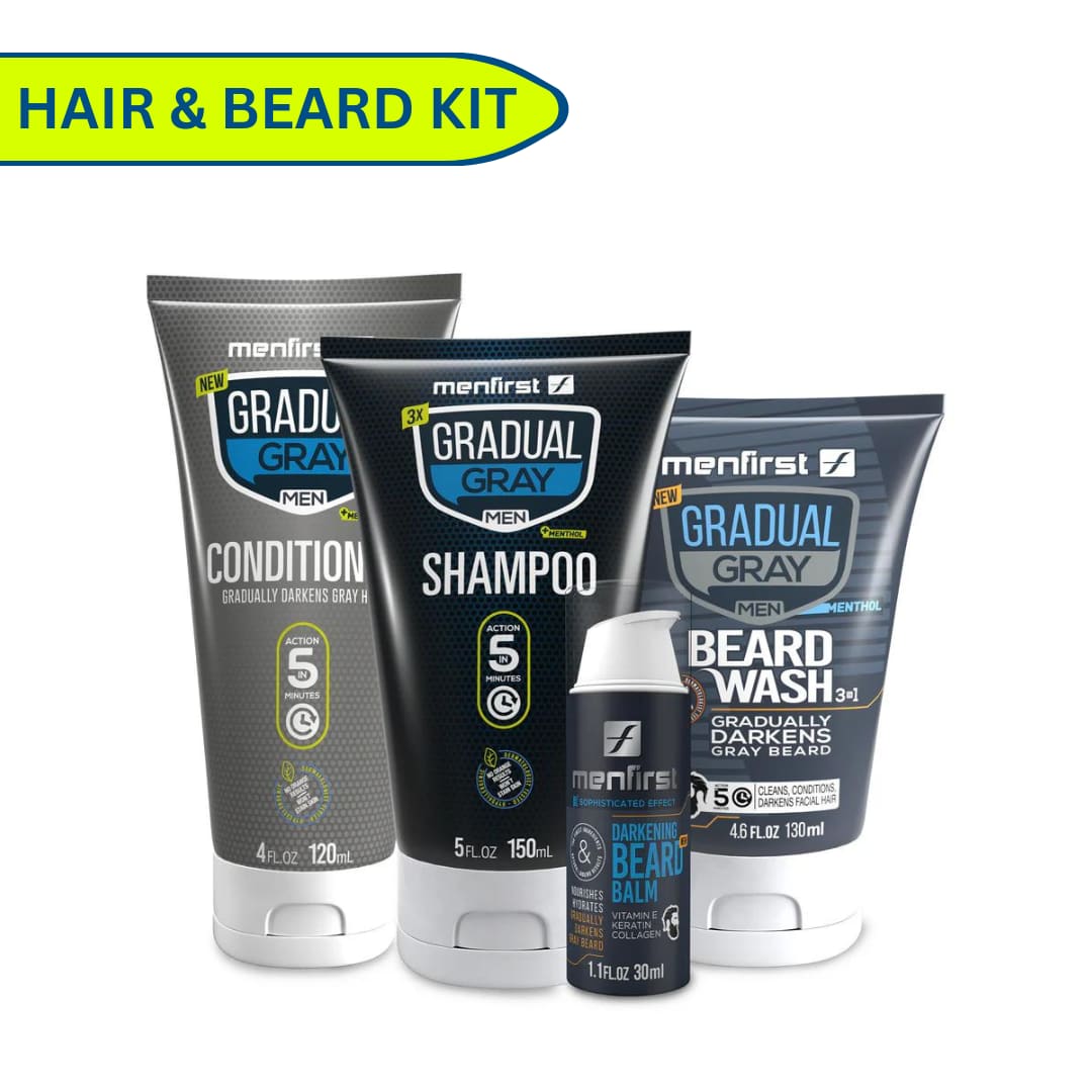 Menfirst Gradual Gray - Good Bye Gray Hair - 3-in-1 Shampoo + Beard Wa Menfirst