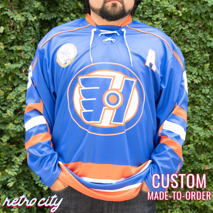 Retro City Threads Goon Halifax Highlanders Doug Glatt Custom Lace-Up Hockey Jersey - Main Product Image