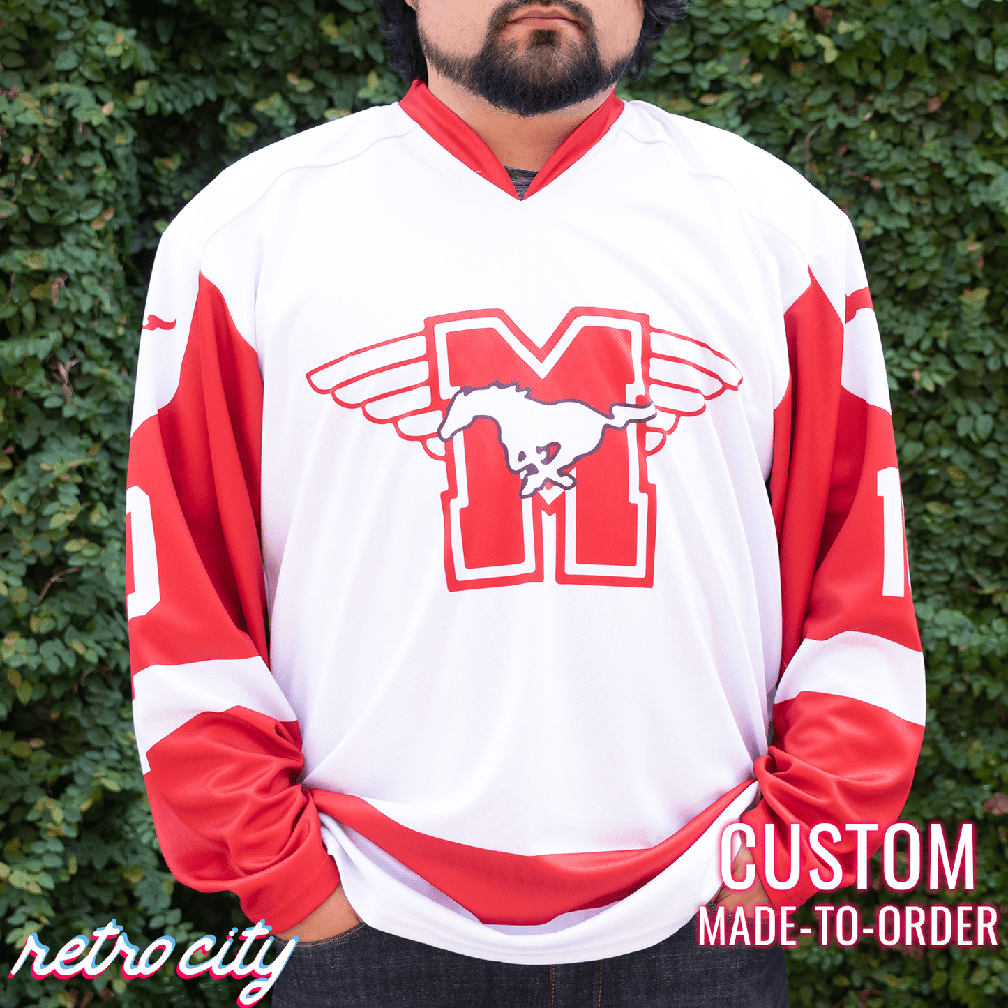 Retro City Threads Dean Youngblood Hamilton Mustangs Custom Hockey Jersey - Main Product Image