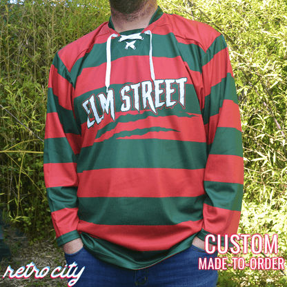 Retro City Threads Elm Street Custom Lace-Up Hockey Jersey - Main Product Image