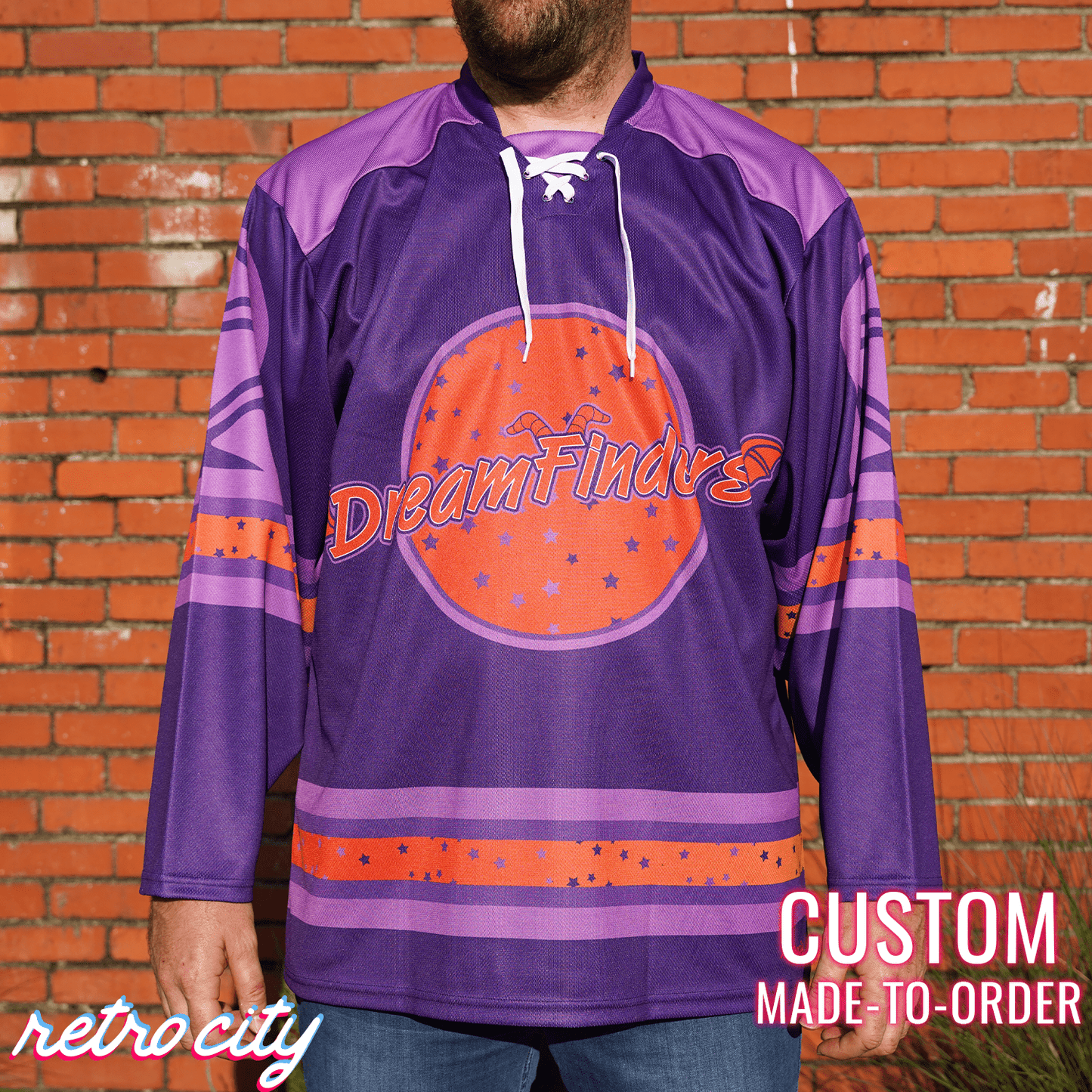 Retro City Threads Dreamfinders Lace-up Hockey Jersey Sweater - Main Product Image
