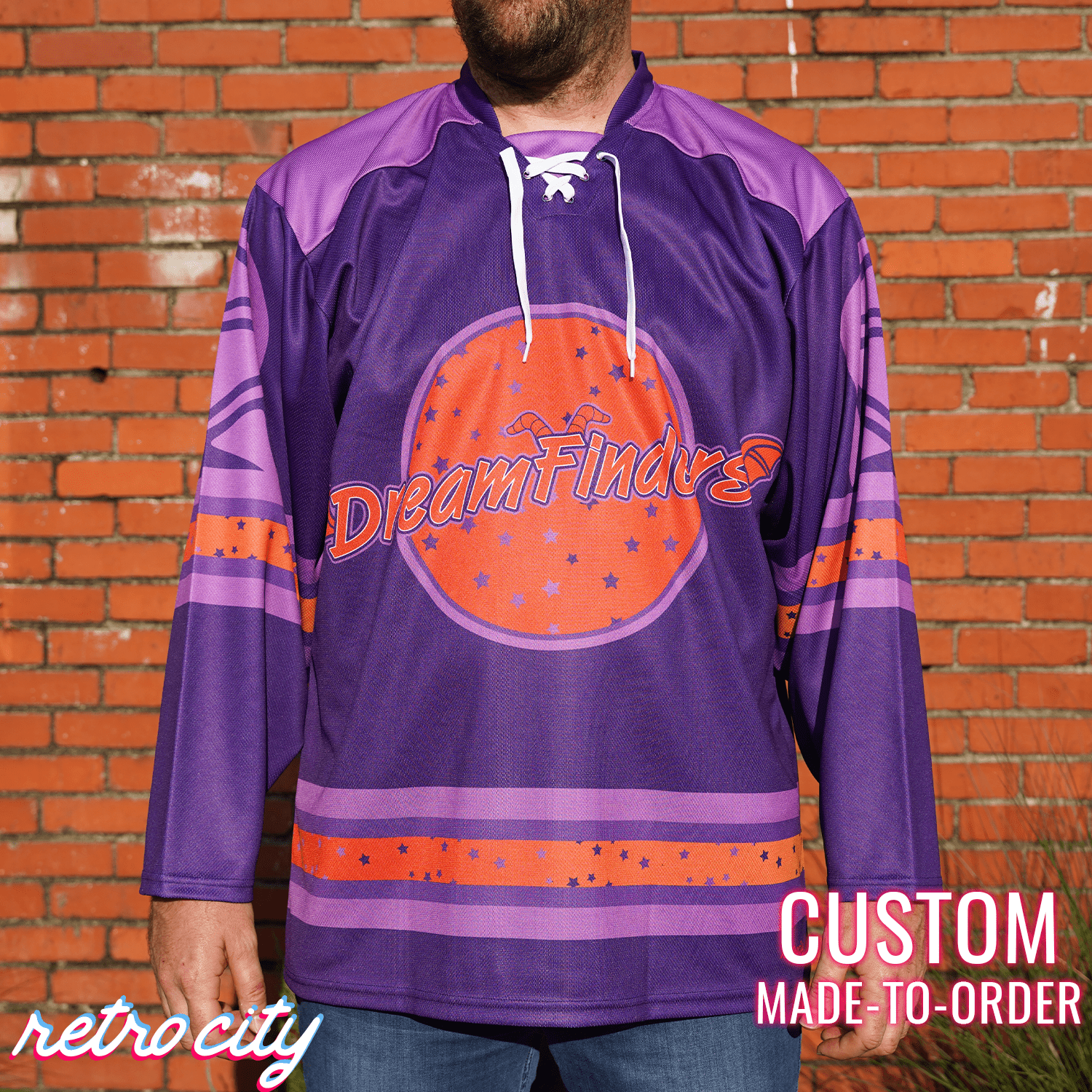 Retro City Threads Dreamfinders Lace-up Hockey Jersey Sweater - Main Product Image