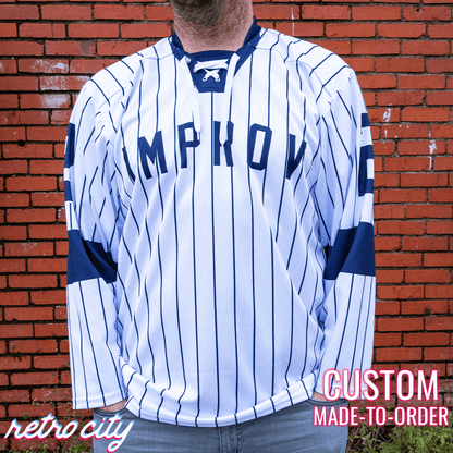 Retro City Threads Jerry Seinfeld Improv Custom Lace-up Hockey Jersey Sweater - Main Product Image