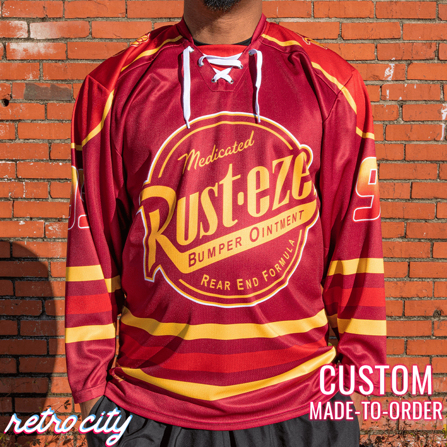 Retro City Threads Rust-eze Radiator Springs Lace-up Hockey Jersey - Main Product Image