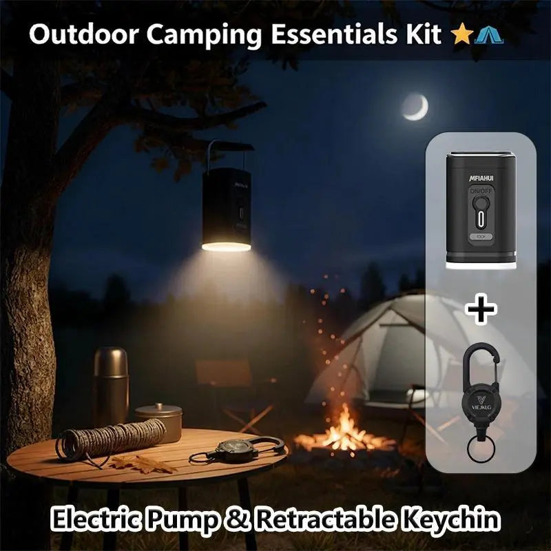 2026 Portable Air Pump With Retractable Keychain And Three-Level Adjustable Light For Quick Inflation And Pumping,Ideal For Camping, Travel, And Home Storage. MENLL