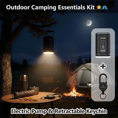 2026 Portable Air Pump With Retractable Keychain And Three-Level Adjustable Light For Quick Inflation And Pumping,Ideal For Camping, Travel, And Home Storage. MENLL
