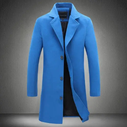Autumn And Winter New Mens Solid Color Casual Business Woolen Coats MENLL