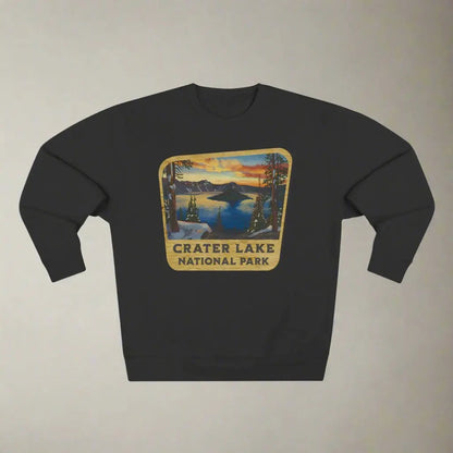 Crater Lake National Park Unisex Fit Crewneck Sweatshirt Wood Sign Lake View