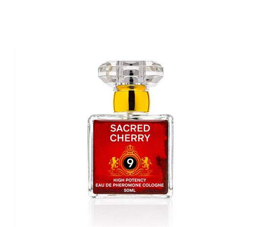 SACRED CHERRY HIGH POTENCY pheromone cologne bottle.