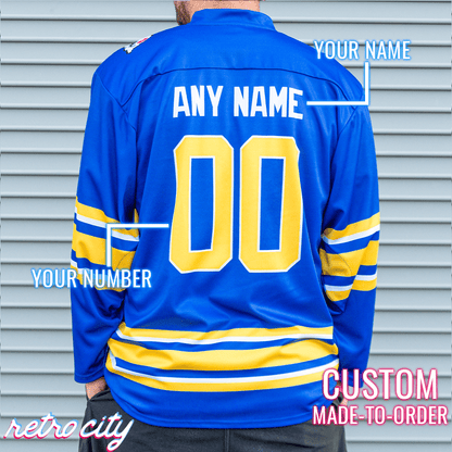 Retro City Threads Retro City Threads Buffalo Sabres Bubble Bobble 8-Bit Custom Hockey Jersey - Alternate Angle
