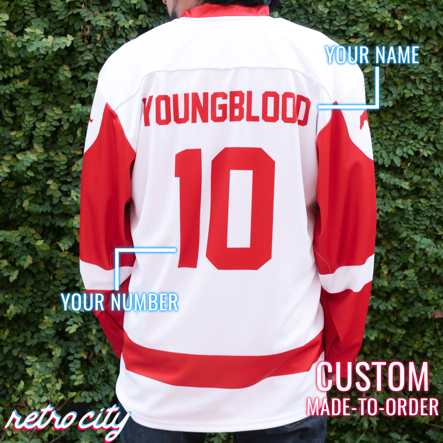 Retro City Threads Dean Youngblood Hamilton Mustangs Custom Hockey Jersey - Alternate Angle