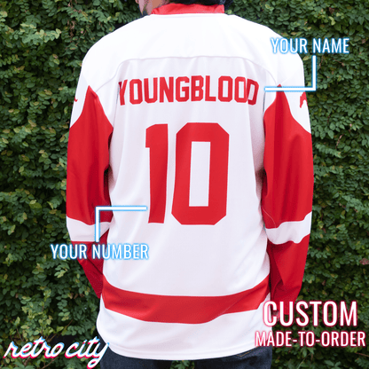Retro City Threads Dean Youngblood Hamilton Mustangs Custom Hockey Jersey - Alternate Angle