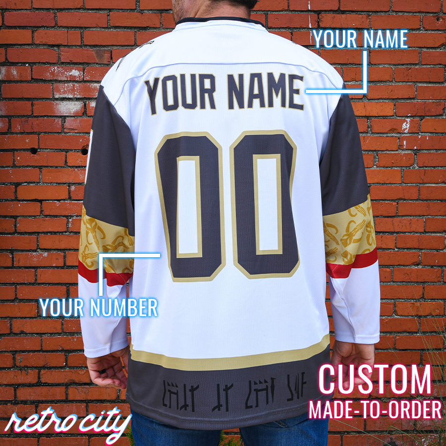 Retro City Threads Mando Bounty Hunter Hockey Jersey Sweater (White) - Alternate Angle