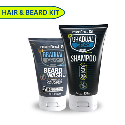 Menfirst Gradual Gray - Good bye Gray Beard - 3-in-1 Shampoo & Beard W Menfirst