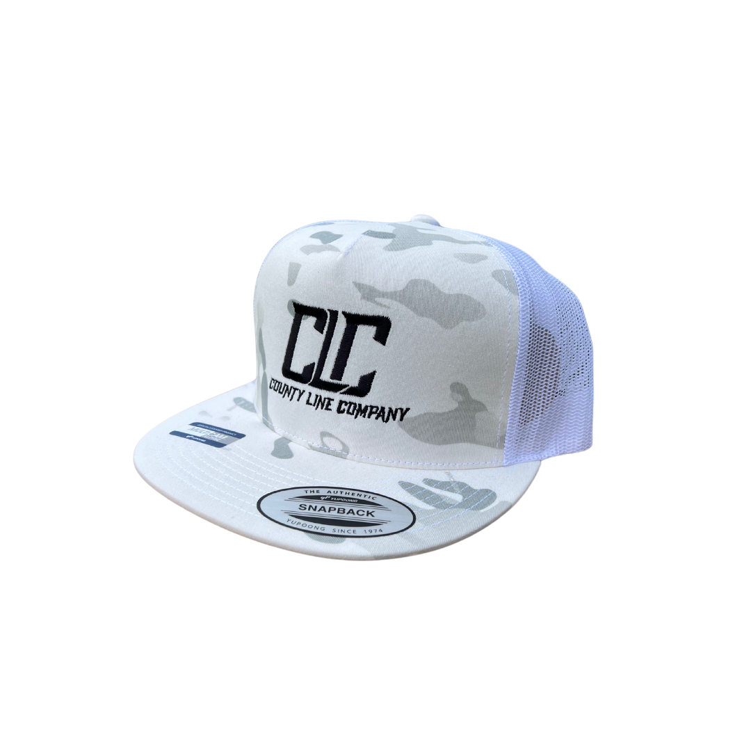 Stacked Logo Snapback- White Alpine County Line Company