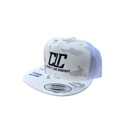 Stacked Logo Snapback- White Alpine County Line Company