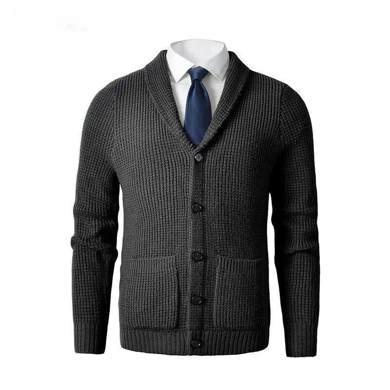 Wool Cardigan For Men, Knitted Cardigan Sweater, Classic V Neck, Button Front, Business Casual Knitwear - MENLL
