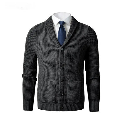 Wool Cardigan For Men, Knitted Cardigan Sweater, Classic V Neck, Button Front, Business Casual Knitwear - MENLL