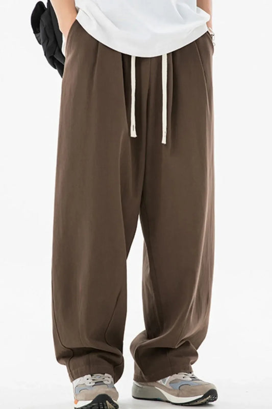 Men's drawstring sweatpants with pockets, basic style, 100% cotton.