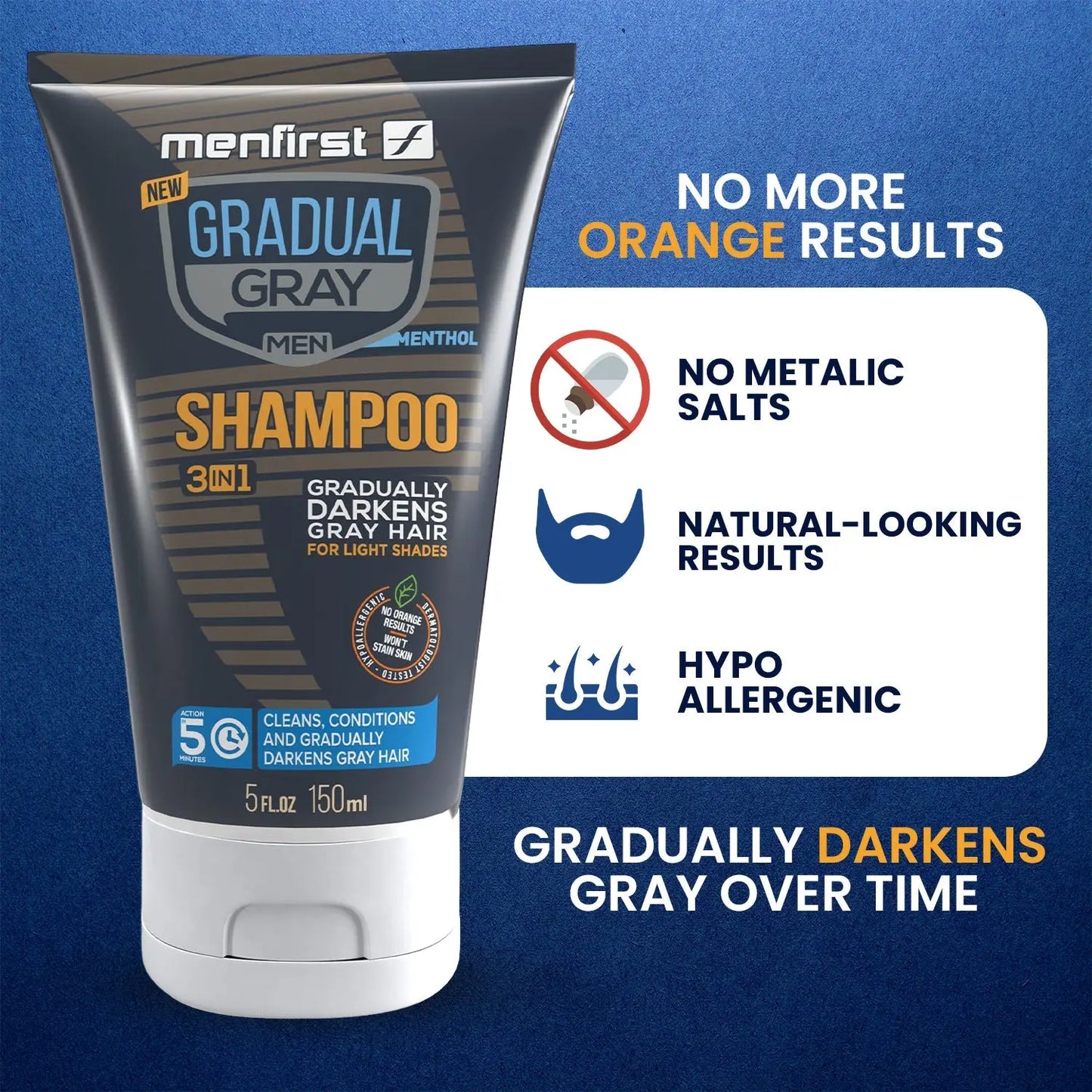 Menfirst Gradual Gray - Good Bye Gray Hair- 3-in-1 Shampoo & Darkening Pomade - Light Brown to Blonde Hair - 2 Pack Bundle Menfirst