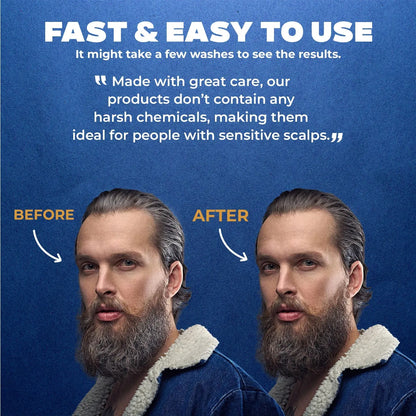 Menfirst Gradual Gray - Good Bye Gray Hair- 3-in-1 Shampoo & Darkening Pomade - Light Brown to Blonde Hair - 2 Pack Bundle Menfirst
