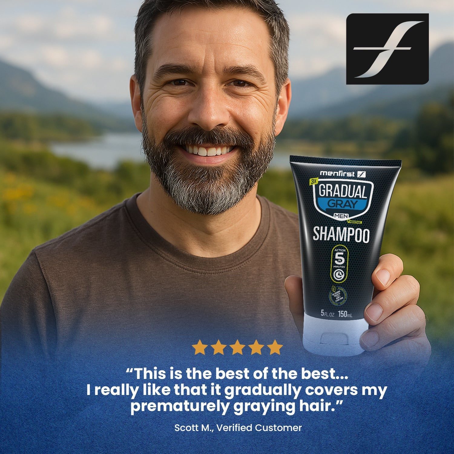 Menfirst Gradual Gray - Good bye Gray Beard - 3-in-1 Shampoo & Beard W Menfirst