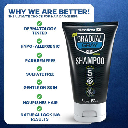 Menfirst Gradual Gray - Good Bye Gray Hair - 3-in-1 Shampoo and Conditioner - 2 Pack Bundle - MENLL