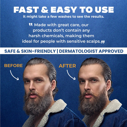 Menfirst Gradual Gray - Good Bye Gray Hair - 3-in-1 Shampoo + Beard Wa Menfirst