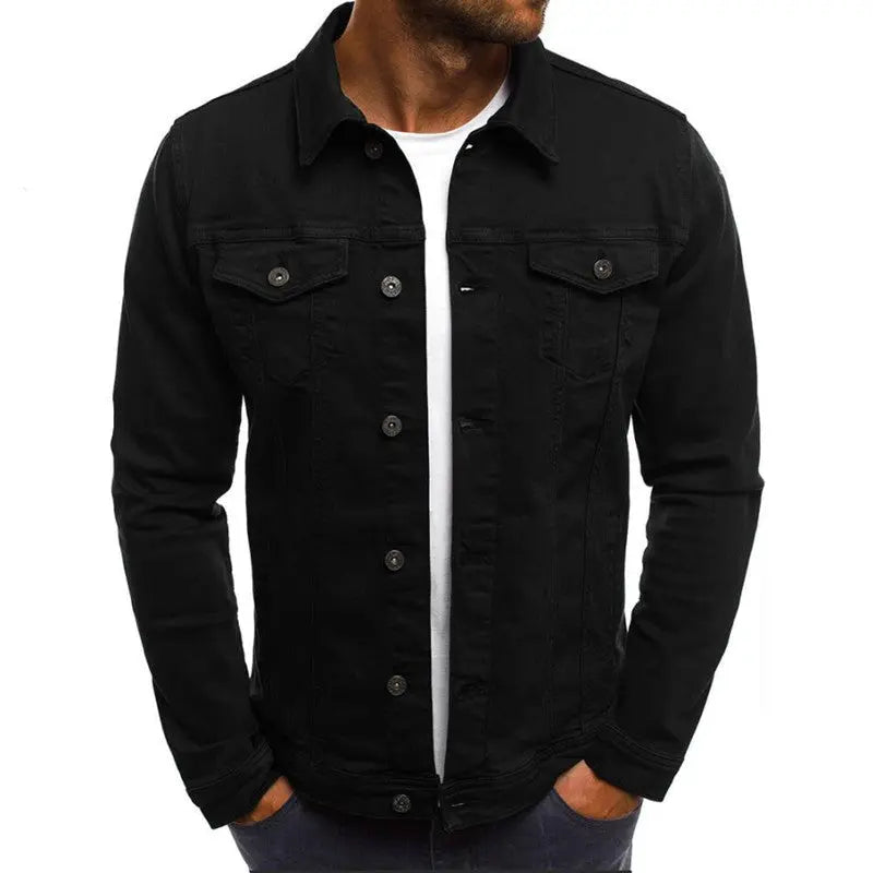 Men Denim Jacket Casual 95 Percent Cotton Breathable Button Front Everyday Streetwear - MENLL