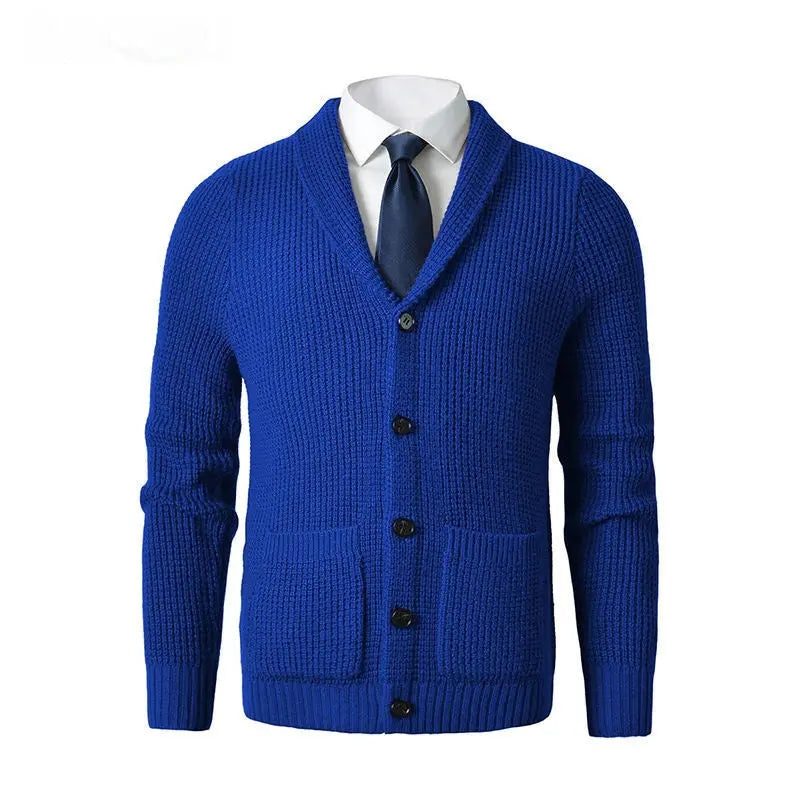 Wool Cardigan For Men, Knitted Cardigan Sweater, Classic V Neck, Button Front, Business Casual Knitwear - MENLL