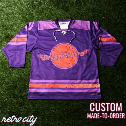 Retro City Threads Dreamfinders Lace-up Hockey Jersey Sweater - Detail View