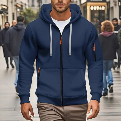 MENLL Zipper Hoodie Men's Sports Casual Cardigan Coat Warm Fleece